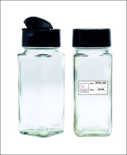 Glass Np 120 Ml Sq Spice Jar, Color : Transparent