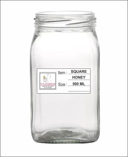 500 Ml Sq Honey Glass Jar, Brand Name : Np, Cap Material : Aluminium
