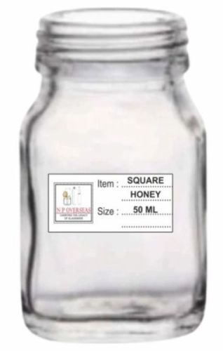 Glass 50 Ml Sq Honey Jar for Food Storage
