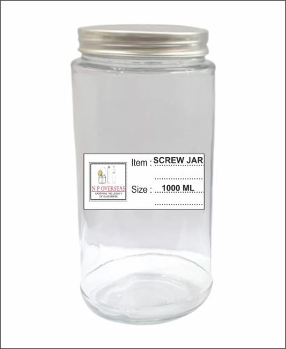 1000 Ml Screw Glass Jar, Color : Transparent, Cap Material : Metal