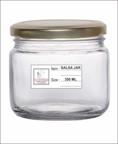 350 Ml Salsa Glass Jar, Color : Transparent, Cap Material : Metal