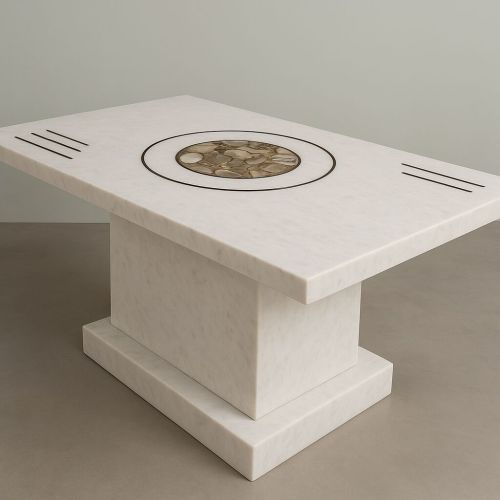 Polished Marble Table Set, Color : White 60
