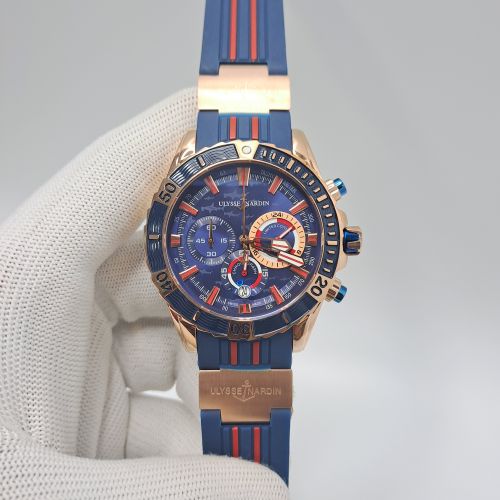 Ulysse Nardin Marine Diver Chronograph Blue Dial Blue Rubber Swiss Automatic Watch