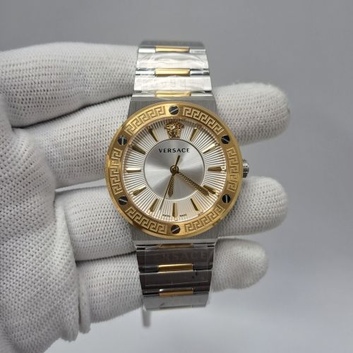 Versace Vevh00620 Greca Logo Dual Tone Silver Dial Store Quality Swiss Watch