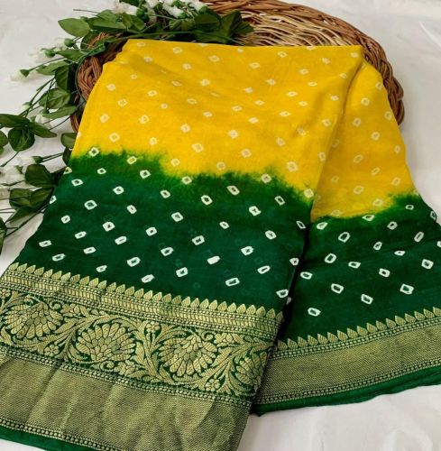 Casual Wear Bandhej Multicolor Kanjivaram Pure Silk Saree