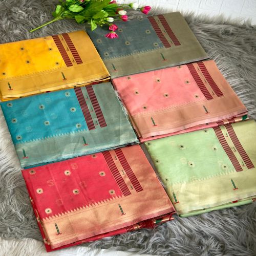 Organza Tissue Paithani Saree, Packaging Type : Poly Bag