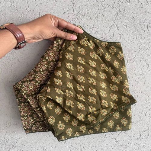 Pure Ajrakh Handblock Cotton Blouse, Color : 6 Colors