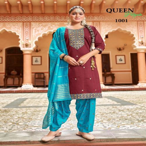 Gadwal Silk Pure Cotton Kurti Patiala Dupatta Set