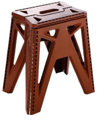 Bahuchar Plastic Foldable Commode Stool, Color : Brown