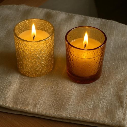 Glass Candle Cup, Shape : Round