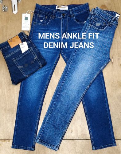 Washed Cotton Mens Ankle Fit Denim Jeans All Sizes