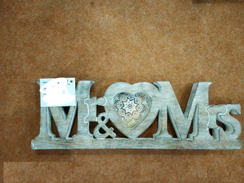 Decorative Wood Festive Display MR & Mrs Mandala Sign
