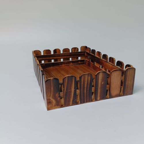 Rectangular Fence Crate Rustic Wooden Box, Color : Dark Brown