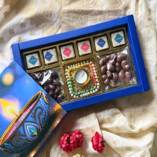 Chocolate Coated Nut Diya Gift Box, Weight : 225g For Festive Occasions