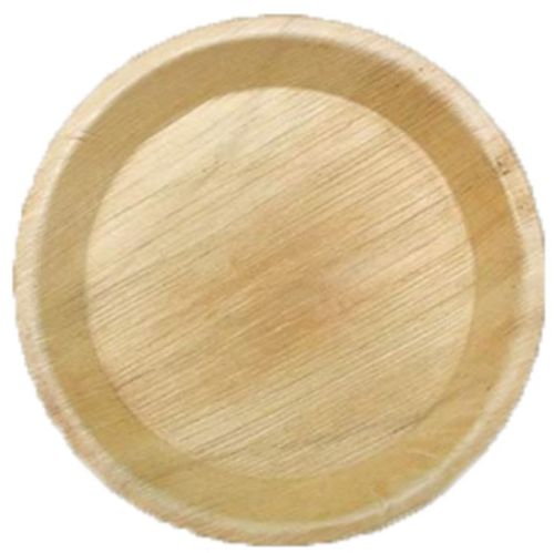 Plain Polished Areca Leaf 12 Inch Paper Plate, Color : Light Brown