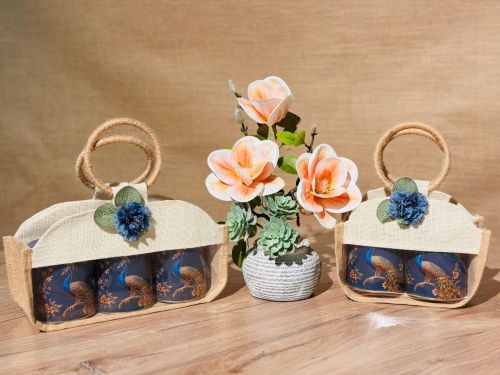 Plain Curve Jute Jar Bag, Closure Type : Zip