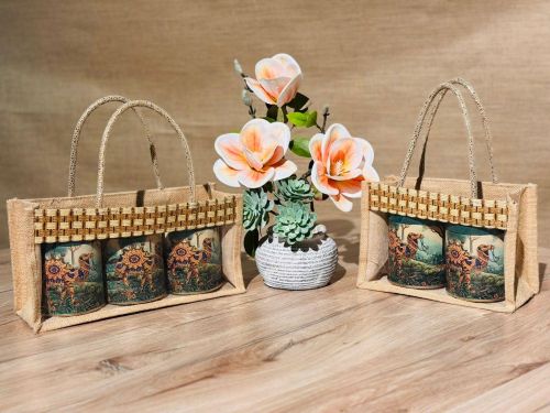 Joy Jute Jar Bag, Technics : Machine Made for Gift Purpose
