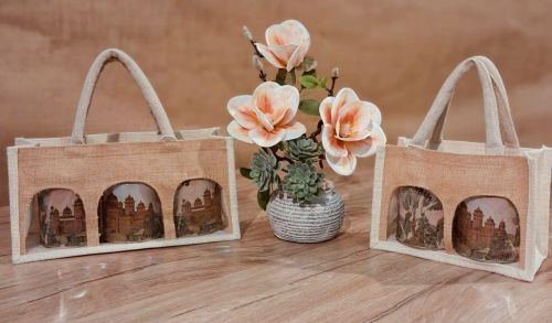 Plain Mahal Jute Jar Bag, Handle Type : Cotton Rope
