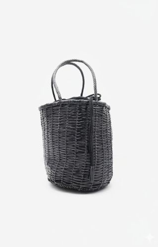 Black Brown Tan Lina Big Bucket Leather Bag