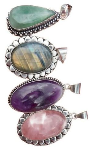 Polished Natural Crystal Gemstone Pendants, Color : Multi Color