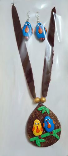 Terracotta Clay Necklace Set, Color : Earthy Tones