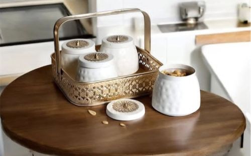 Metal Gifting Basket Dry Fruit Jar Set