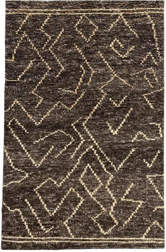 Hand Knotted Moroccan Tribal Brown & Ivory Shag Area Rug