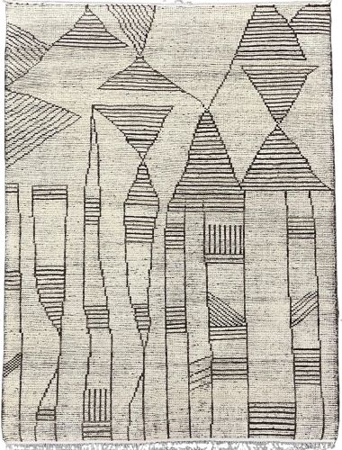 Modern Cream & Brown Abstract Geometric Plush Area Rug