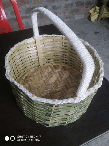 Bamboo Rope Handled Storage Basket, Color : Light Green Sides