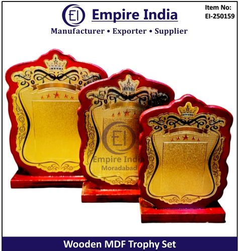 Empire India Color Coated Crown Design Wooden MDF Trophy Set
