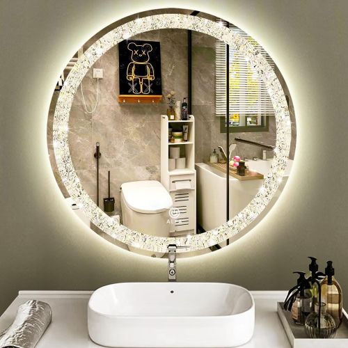 Round Shape LED Glass Mirror, Mounting Type : Wall Mounted for Bathroom
