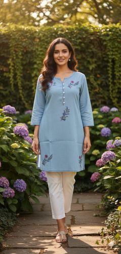 Jvs Denim Tunic Top for Casual Wear, Packaging Type : Plastic Bag