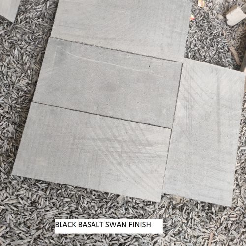 Plain Polished Black Basalt Sawn Finish Limestone, Form : Solid