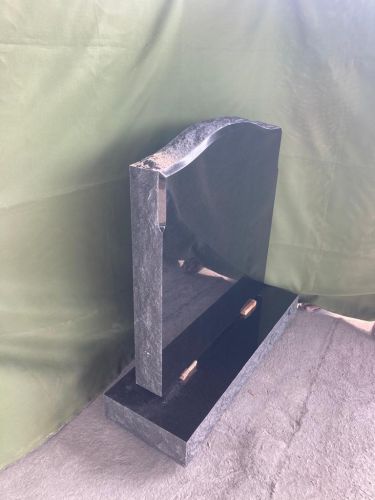 Polished Black C Design Punched Headstone Monument