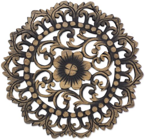 Decorative Sheesham Leaf Motif Accent Wall Panel