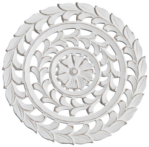 Decorative White Floral Orbit Wooden Wall Panel