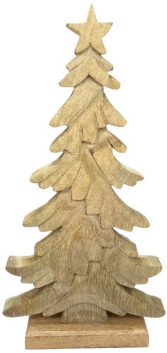 Light Wood Decorware Christmas Layered Tree Sculpture