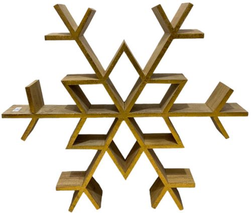 Geometric Wood Snowflake Shelf Artistic Winter