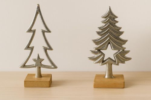 Metallic Christmas Tree Duo with Central Star Cutouts