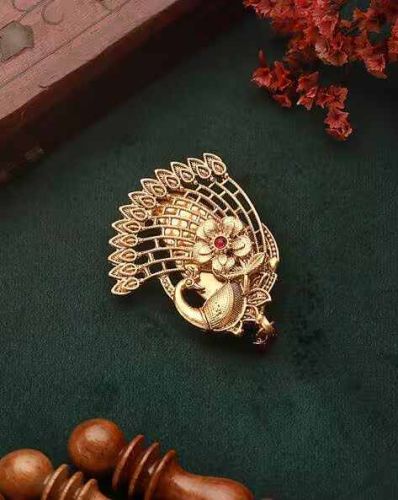 Metal She Collection Antique Finish Stone Studded Brooch