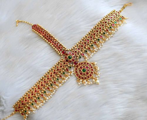 Antique Gold Bridal Maang Tikka Set, Brand Name : She Collection