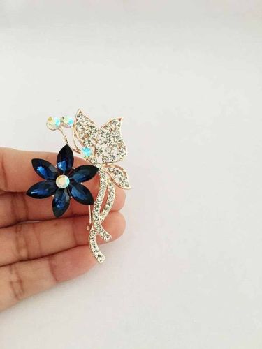 Metal Alloy Elegant Party Wear Saree Pin, Color : Silver, Blue