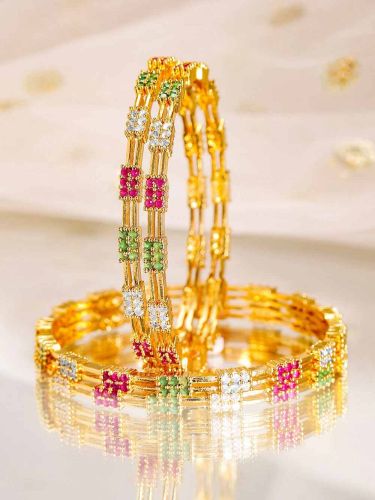Multi Color Crystal Stone Bangle Trendy, Packaging Type : Box