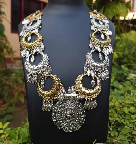 Oxidized German Silver Necklace Set, Brand Name : She Collection