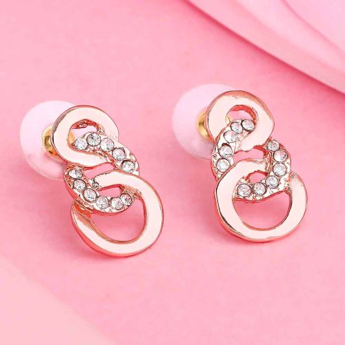 Metal Rose Gold Plated Stud Earring, Brand Name : She Collection