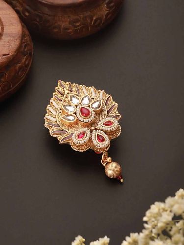 Metal Alloy She Collection Traditional Kundan Work Saree Brooch