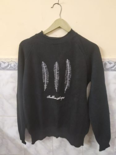 Wool Black Mens Sweater Everyday Wear Pullover All Sizes