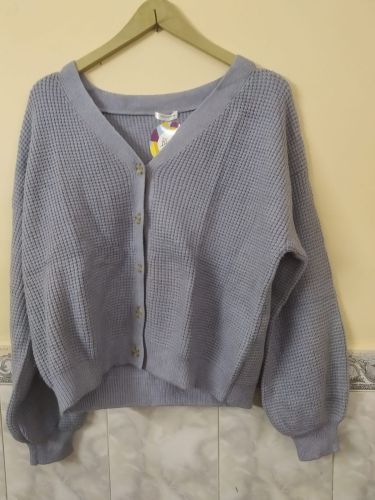 Plain Gray Ladies Woolen Cardigan All Sizes Classic