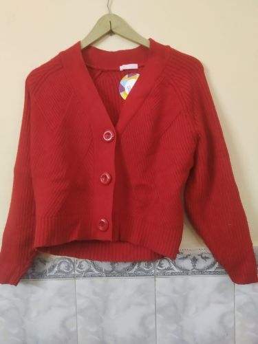 Plain Red Ladies Woolen Cardigan All Sizes Everyday Wear