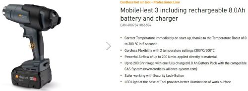 Plastic Fiber Manual Electric Cordless Heat Gun, Color : Black